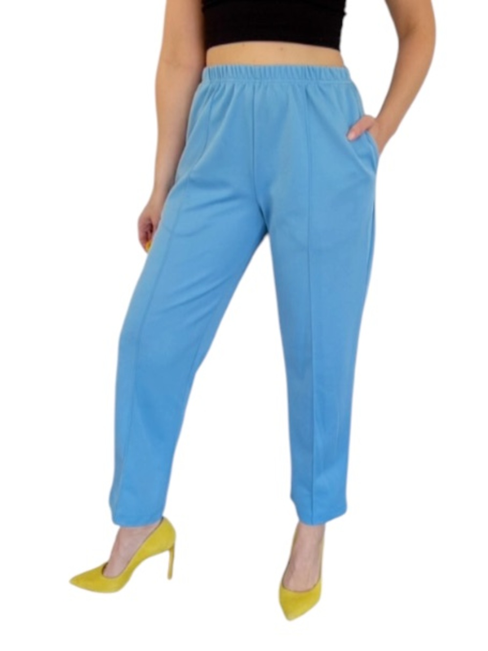 Sara Morgan light blue elastic waist straigh leg casual trousers size 10P